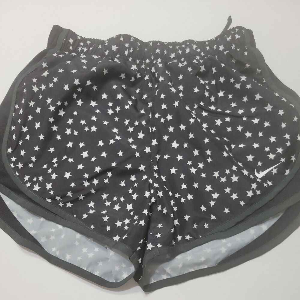 Nike Women XS Activewear Shorts Black Star Geometric Built In Panty Dri Fit Mesh